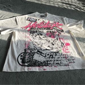 White Graphic T-Shirt with Pink and Black Design